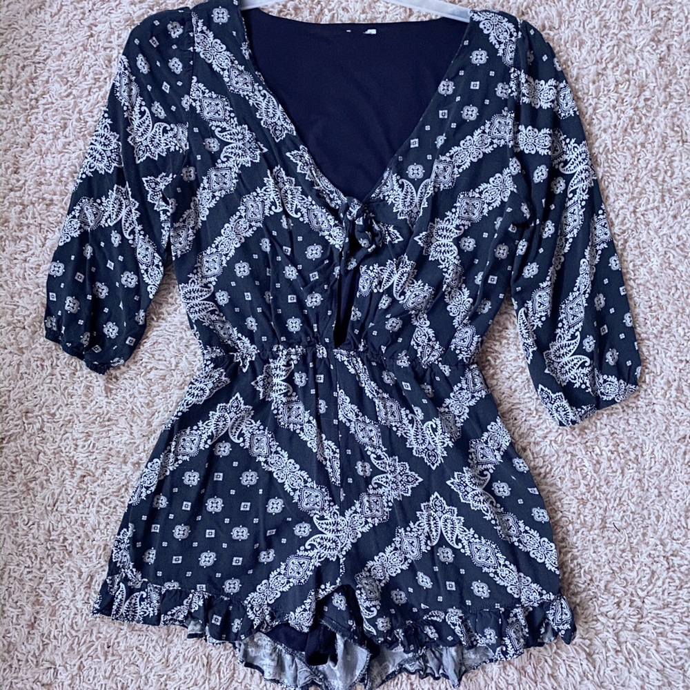 Blue and White Romper